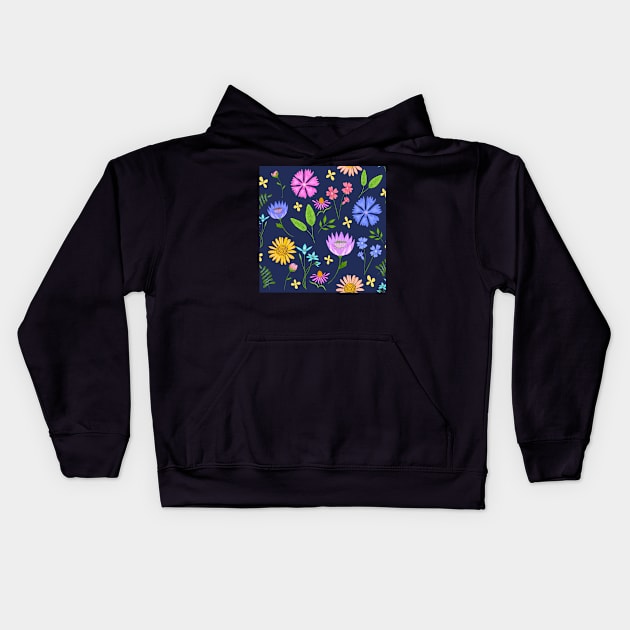 Wild flowers print Kids Hoodie by Papergrape